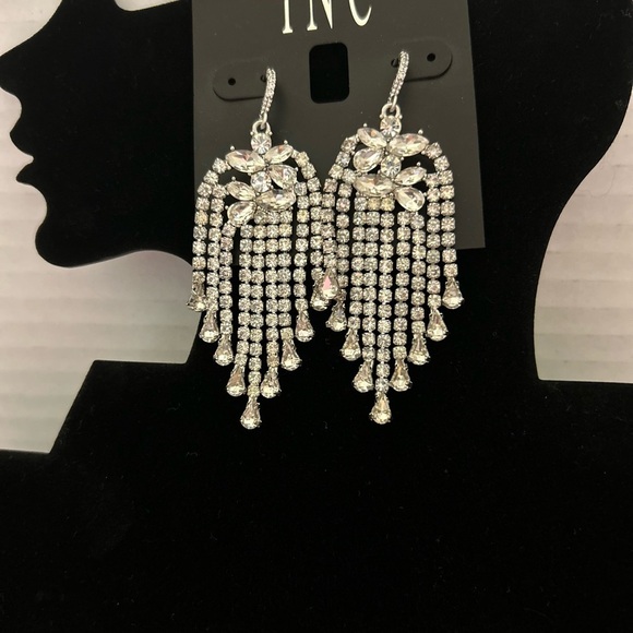 INC Rhinestone crystal chain drop dangle earrings. CHRISTMAS New years - Picture 6 of 8